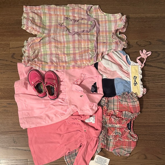 Ralph Lauren 6 pc Bundle: Dresses, romper and shoes in Pink and Plaid - Picture 1 of 7